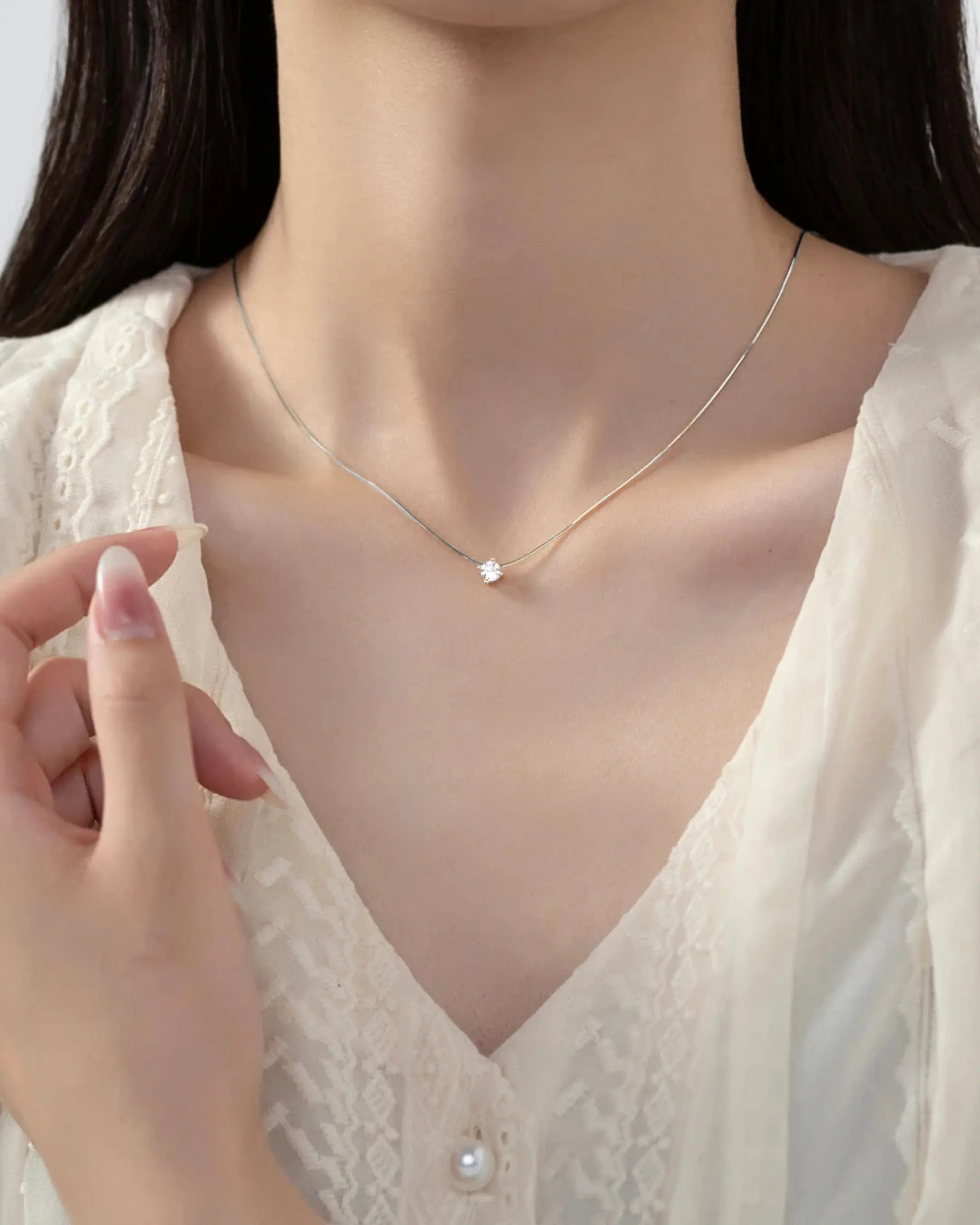 Aurique Elegance Necklace -  Silver Necklace by BLINGLANE