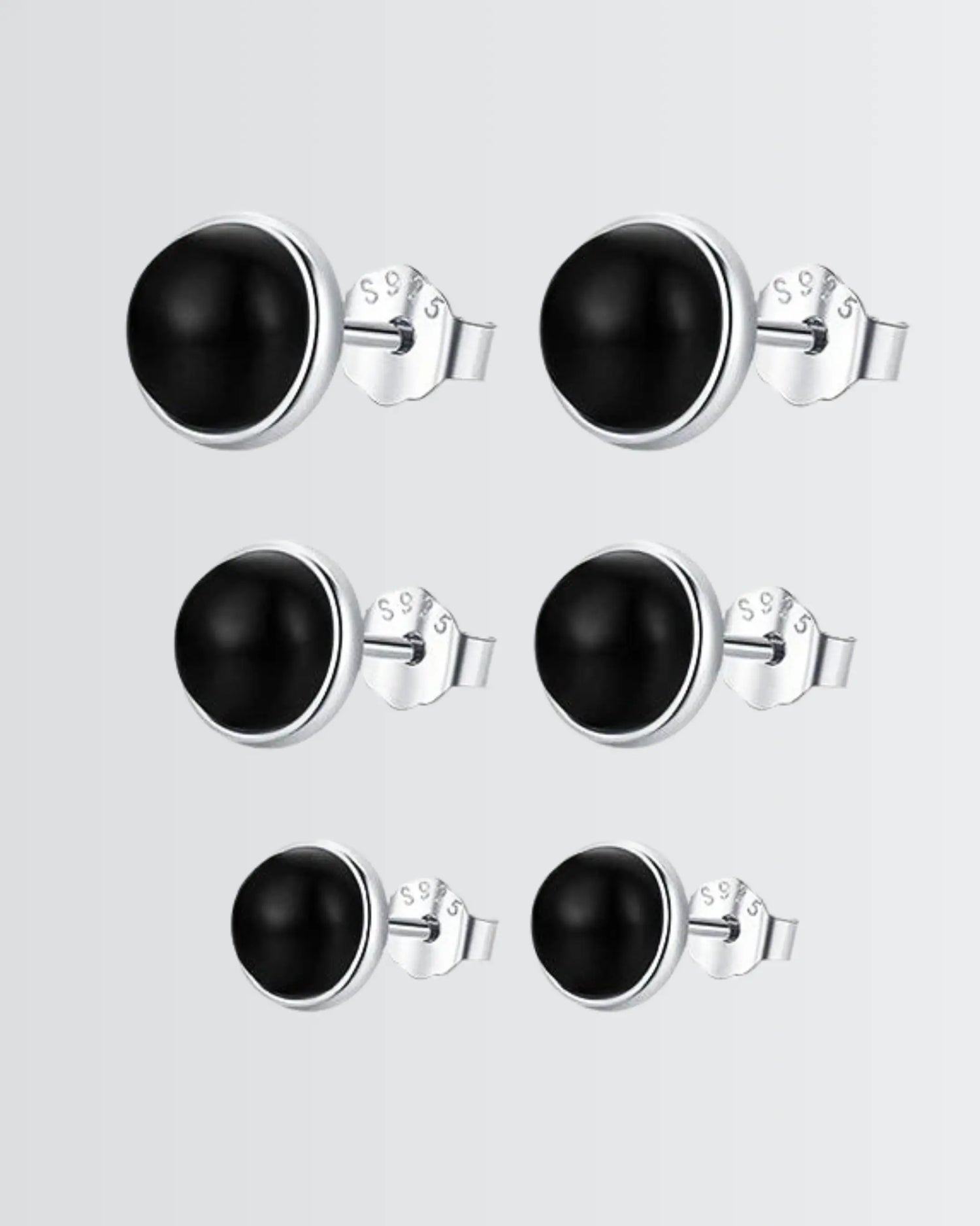 Black Onyx Aura Studs -  Silver Earrings by BLINGLANE