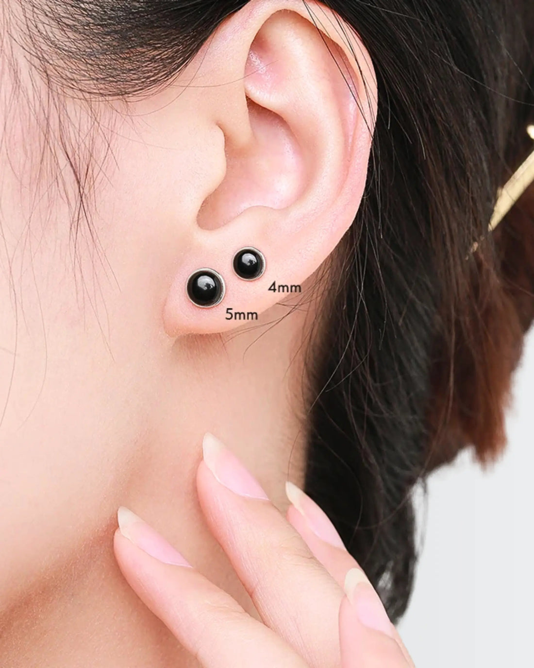 Black Onyx Aura Studs -  Silver Earrings by BLINGLANE