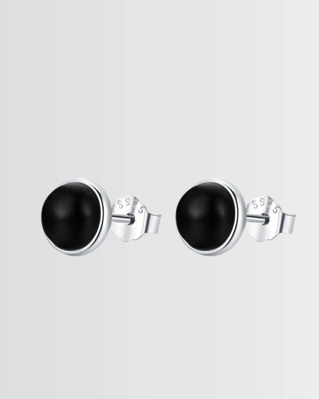 Black Onyx Aura Studs -  Silver Earrings by BLINGLANE