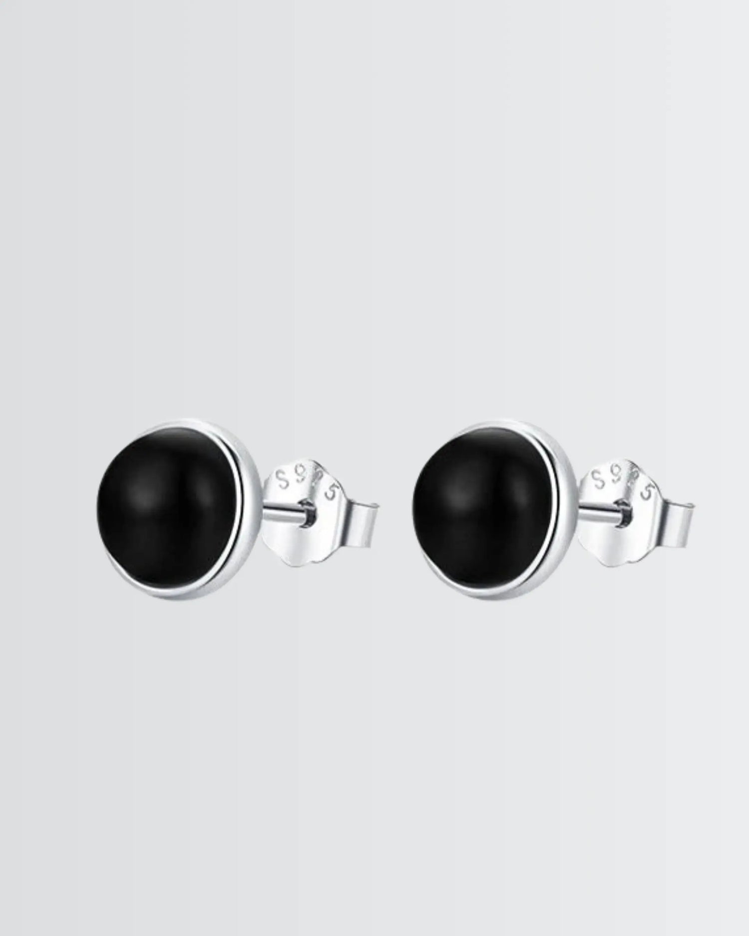 Black Onyx Aura Studs -  Silver Earrings by BLINGLANE