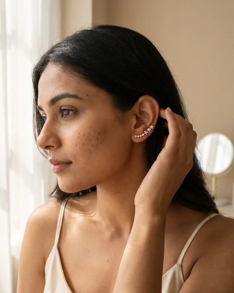 Bloom Line Earrings -  Silver Earrings by BLINGLANE