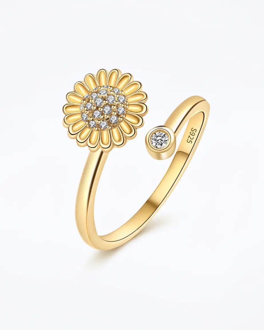 Blooming Daisy Spinner Ring -  Silver Ring by BLINGLANE