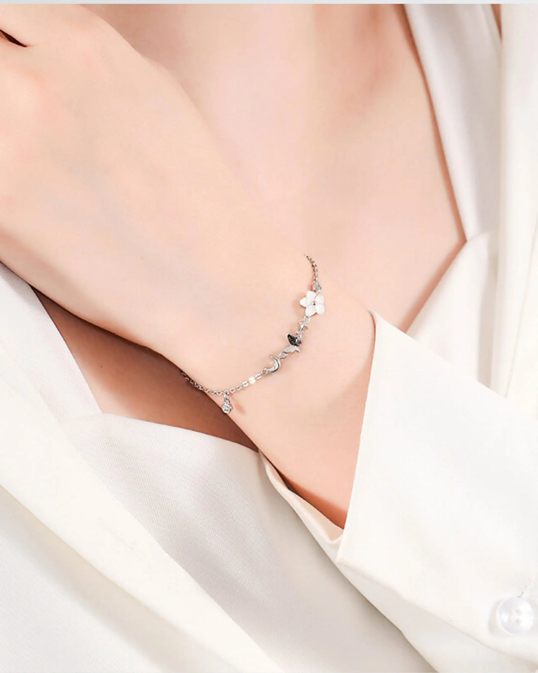 Born To Blossom Bracelet -  Silver Bracelet by BLINGLANE