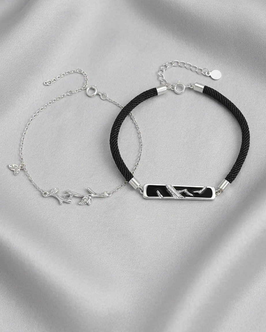 Branching Together Couple Bracelet -  Silver Bracelet by BLINGLANE