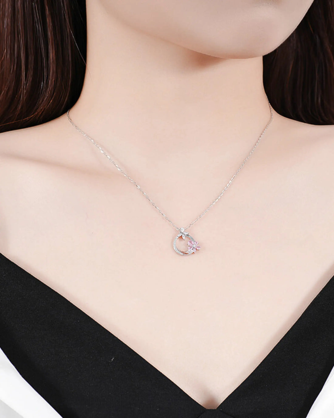 Butterfly Bloom Sparkle Necklace -  Silver Necklace by BLINGLANE