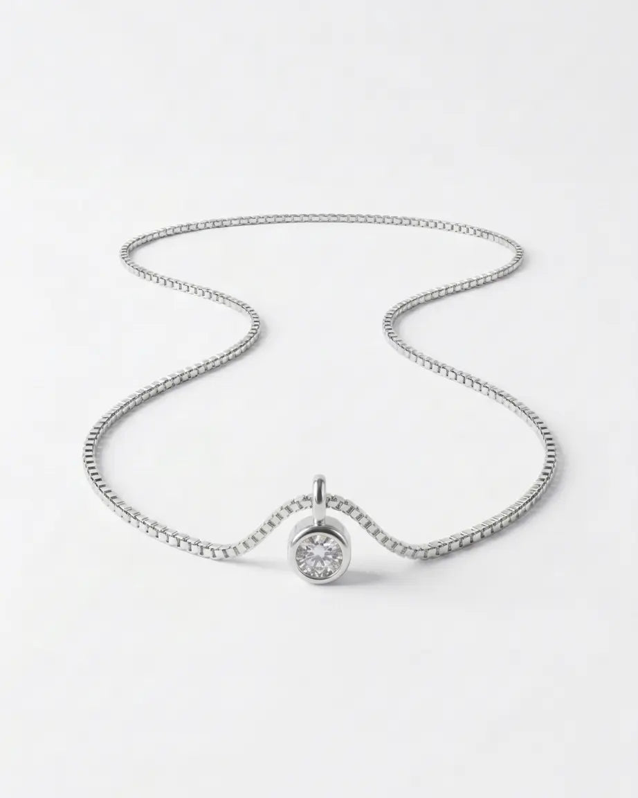 Classic Solitaire Necklace - Silver Necklace by BLINGLANE