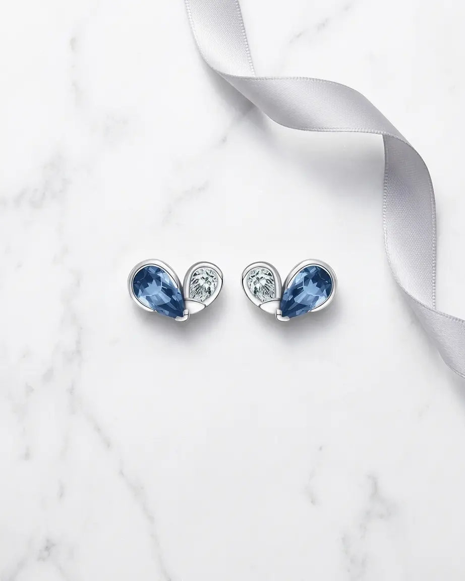 Cutesy Love Studs -  Silver Earrings by BLINGLANE