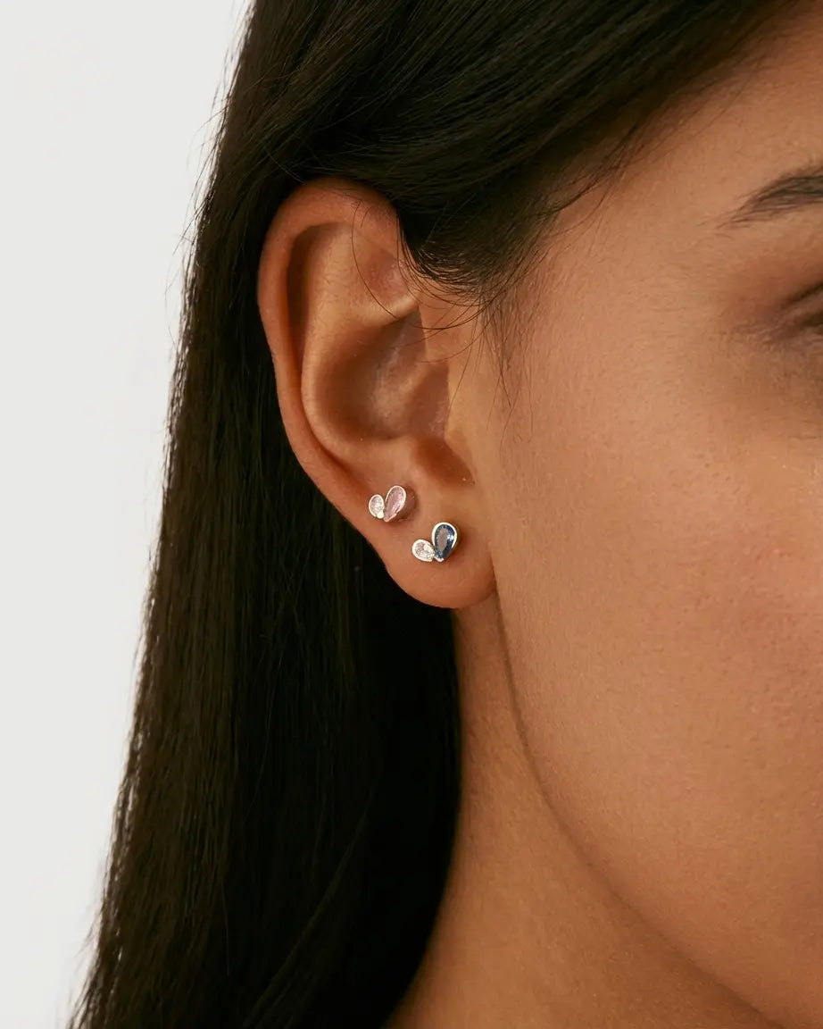 Cutesy Love Studs -  Silver Earrings by BLINGLANE