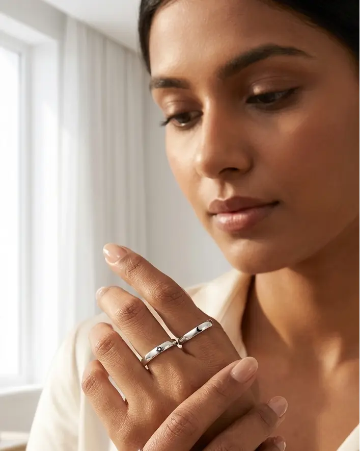 Dawn To Dusk You Are Mine Love Bands -  Silver Rings by BLINGLANE