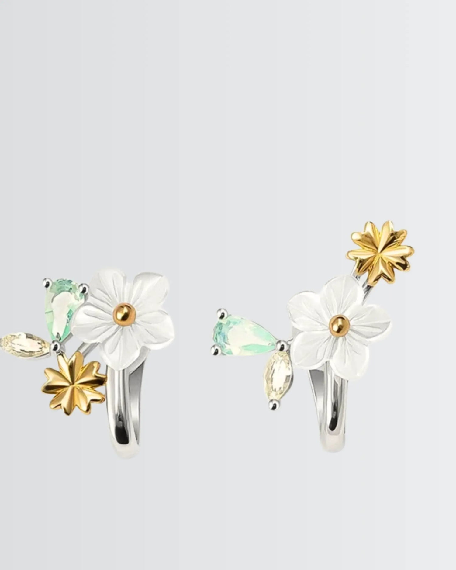 Efflorescence Clip On Earcuffs -  Silver Earrings by BLINGLANE