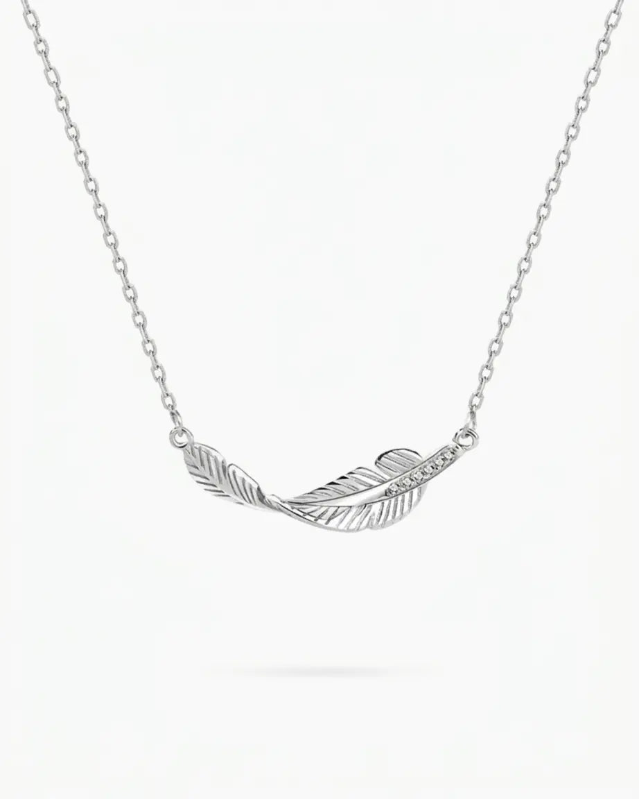 Fallen for You Feather Necklace - Silver Necklace by BLINGLANE