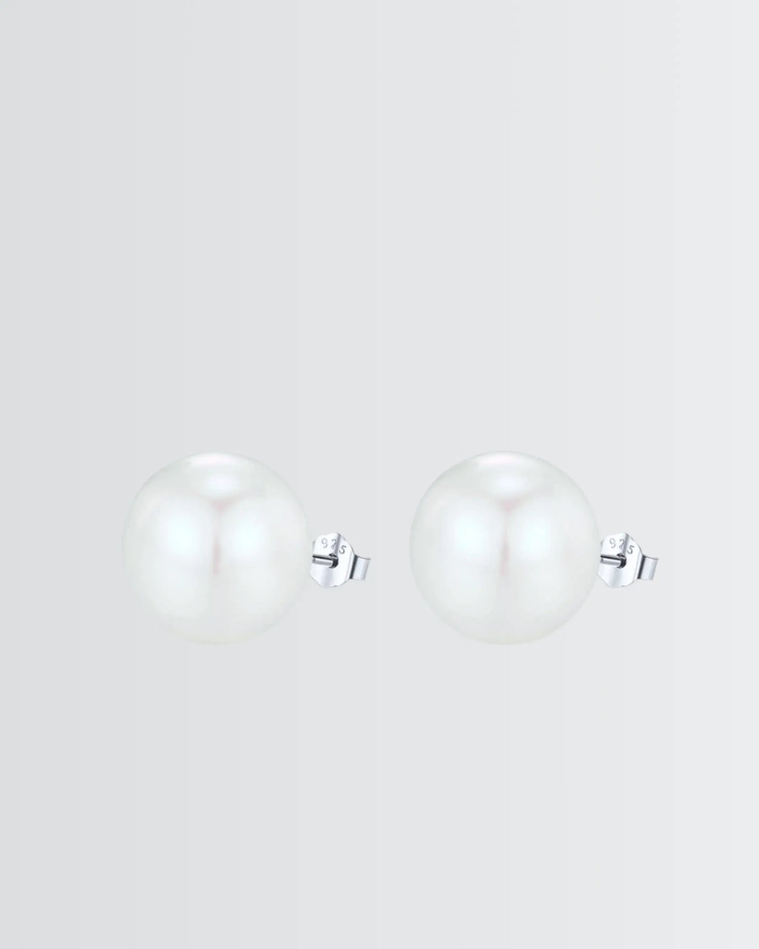 Gleaming Pearl Studs -  Silver Earrings by BLINGLANE