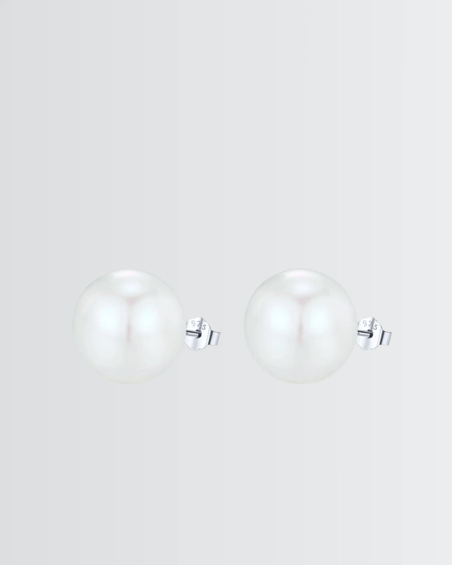 Gleaming Pearl Studs -  Silver Earrings by BLINGLANE
