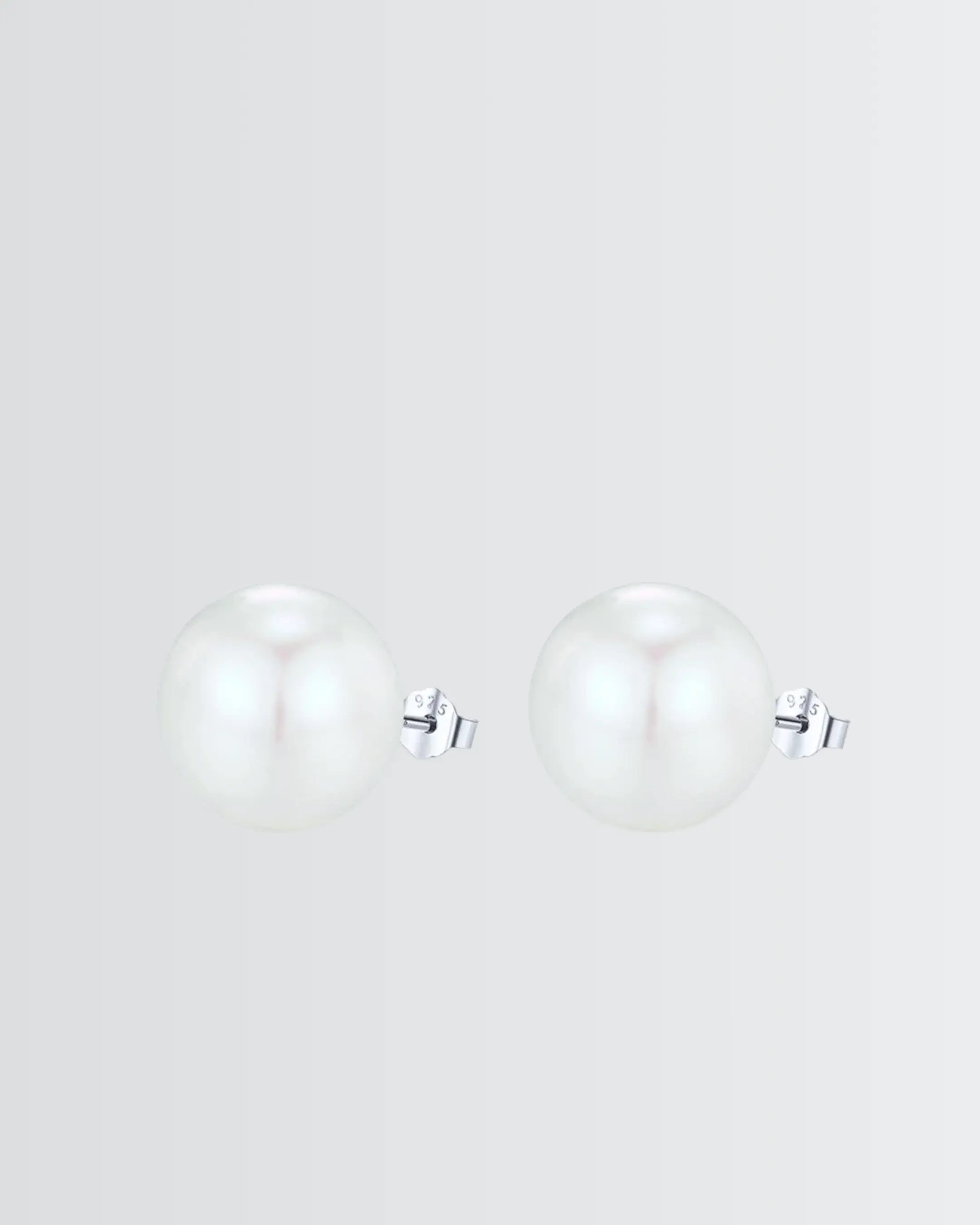 Gleaming Pearl Studs -  Silver Earrings by BLINGLANE