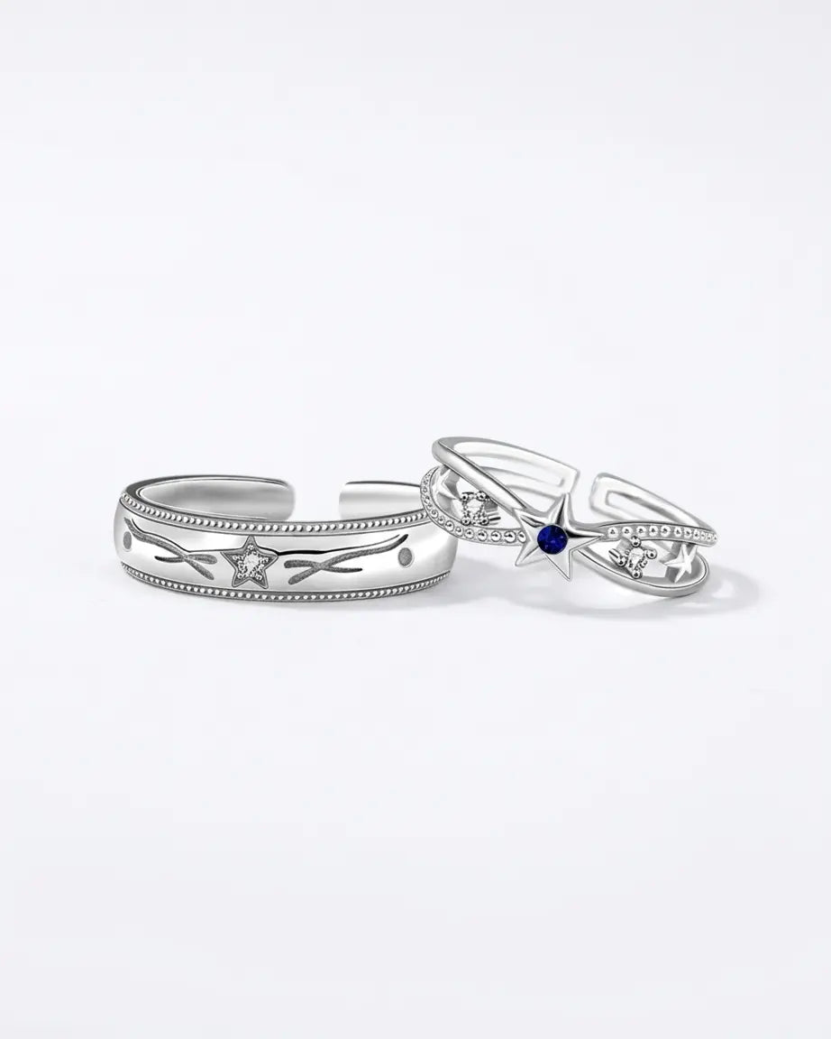 Guided By Stars Together Love Bands -  Silver Ring by BLINGLANE