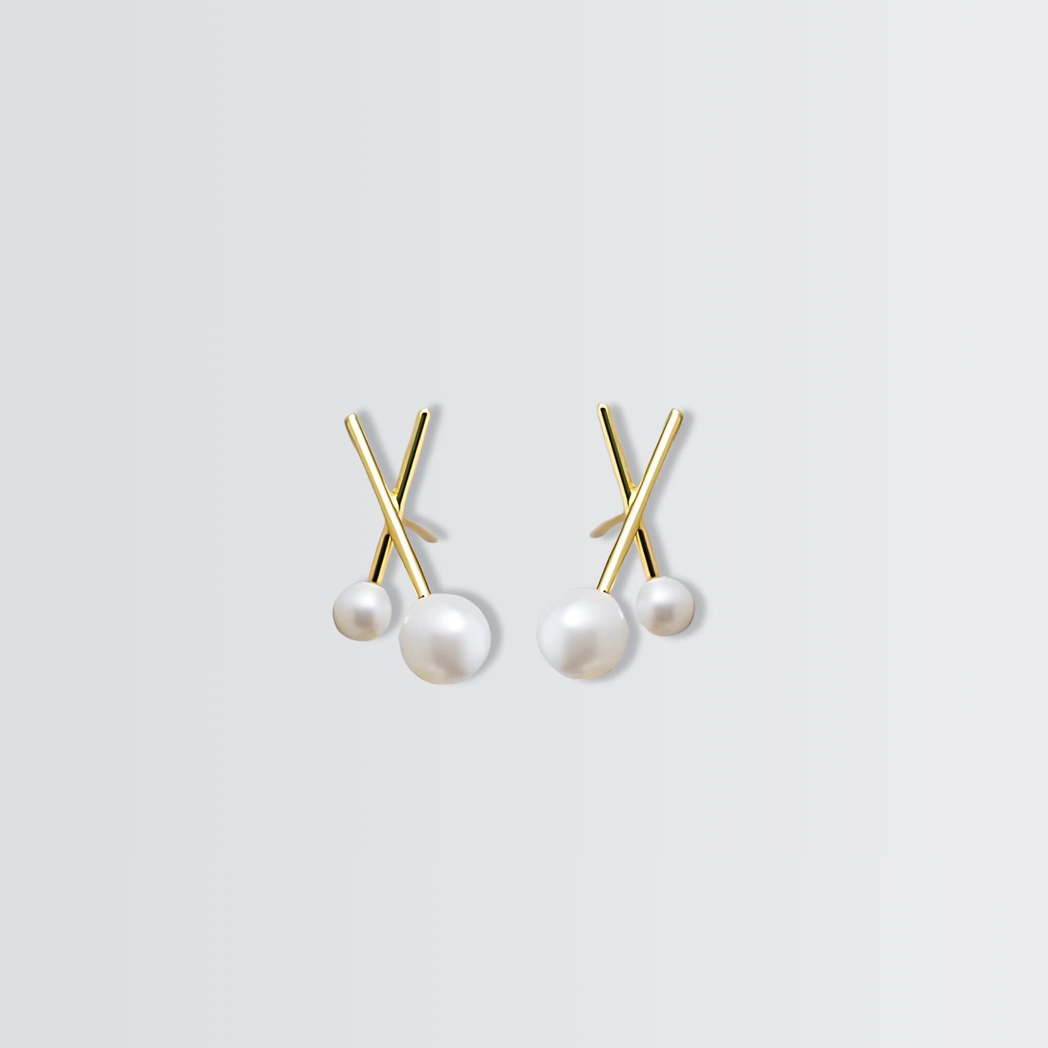 Crisscross Pearls Studs