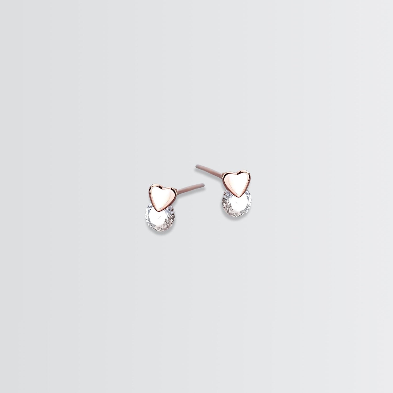 Solitaire In Heart Minimal Studs