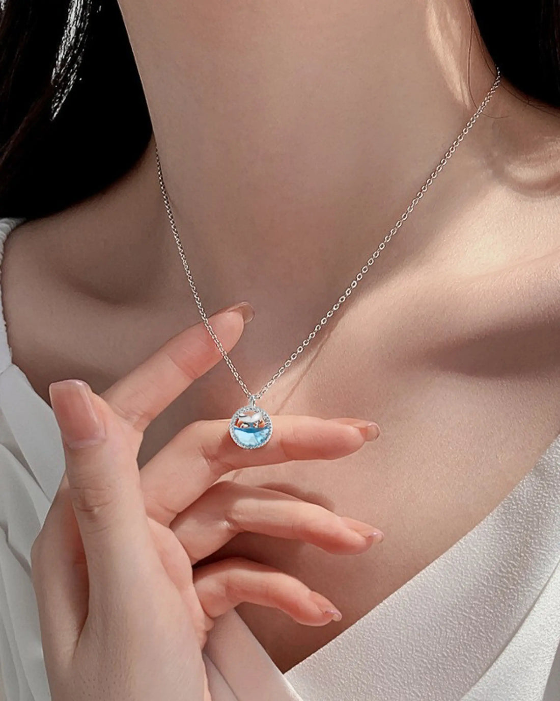 Into the Blue Splash Necklace -  Silver Necklace by BLINGLANE