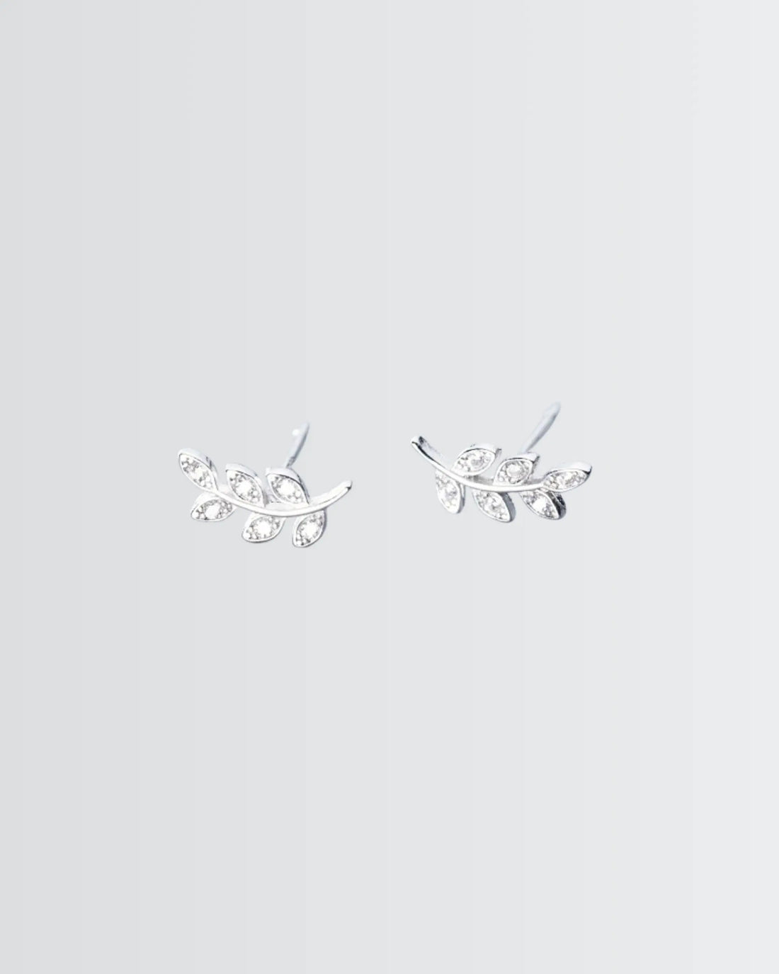 Leaflet Minimal Studs - Silver Earrings by BLINGLANE