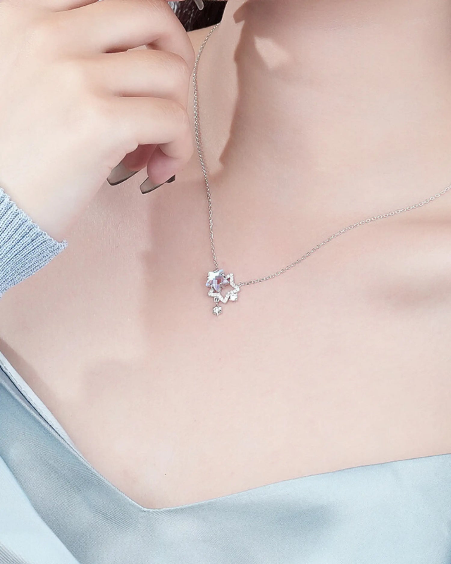 Linear Light Star Necklace -  Silver Necklace by BLINGLANE