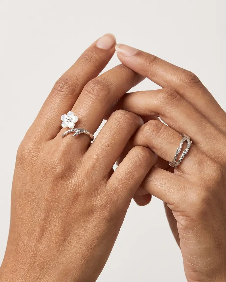 Live Simply Bloom Wildly Love Bands -  Silver Rings by BLINGLANE