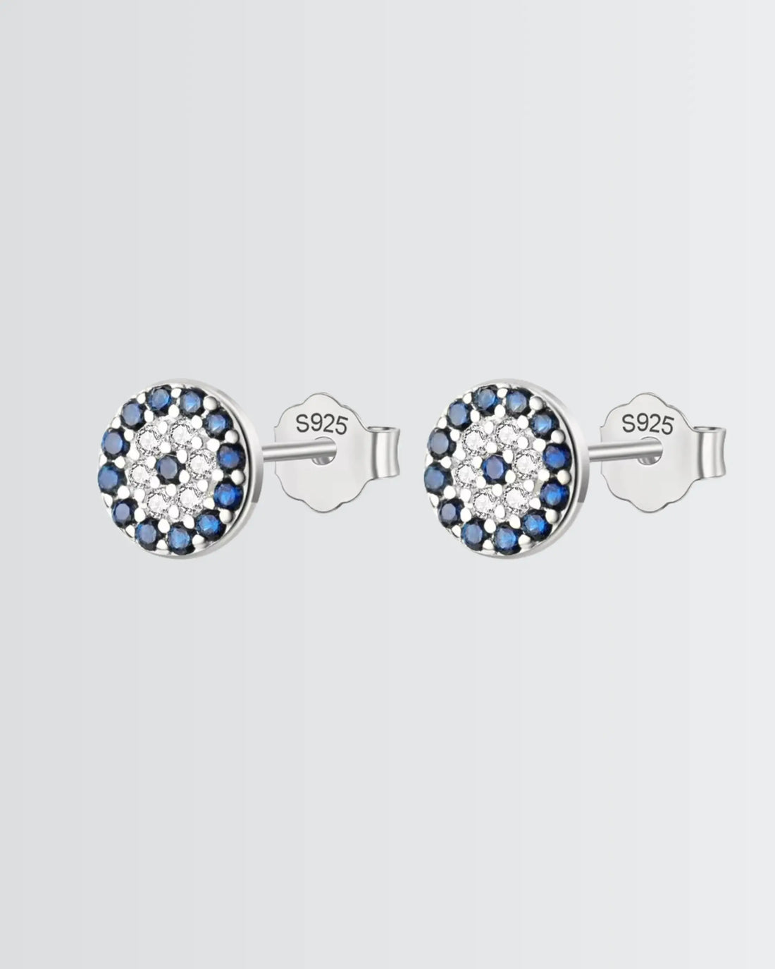 Mere Evil Eye Minimal Studs -  Silver Earrings by BLINGLANE
