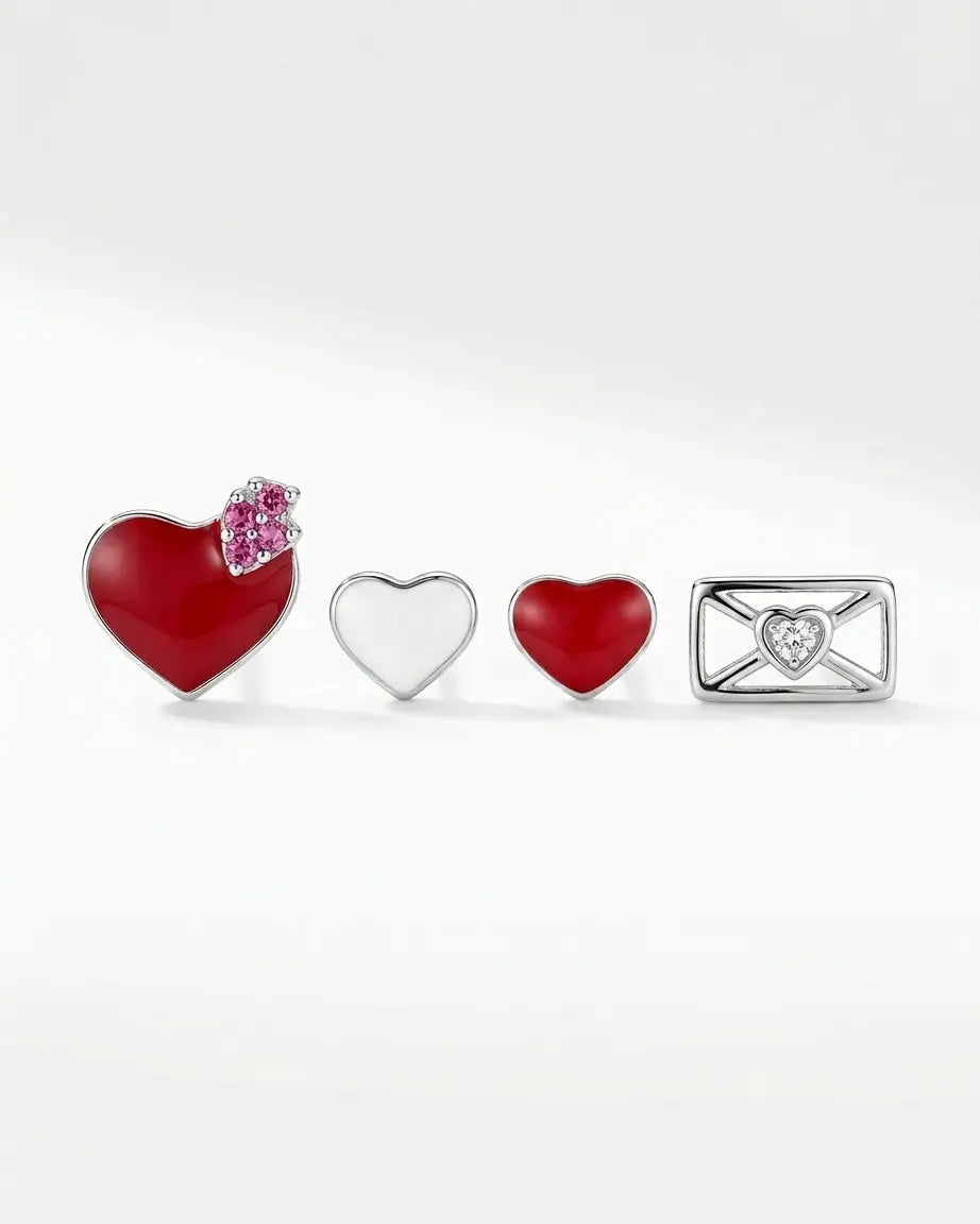 Message Of Love Studs - Silver Earrings by BLINGLANE