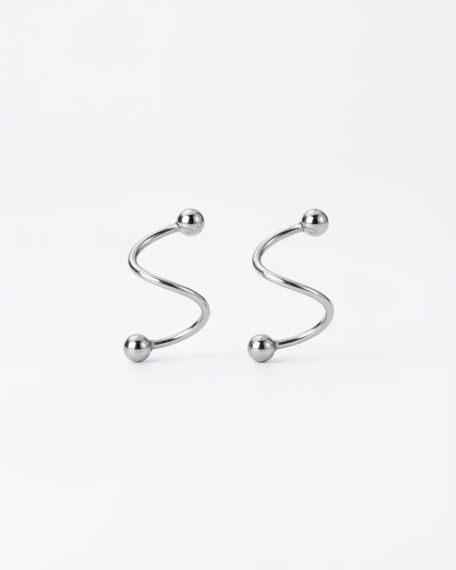 Mini Twirl Hug Earrings - Silver Earrings by BLINGLANE