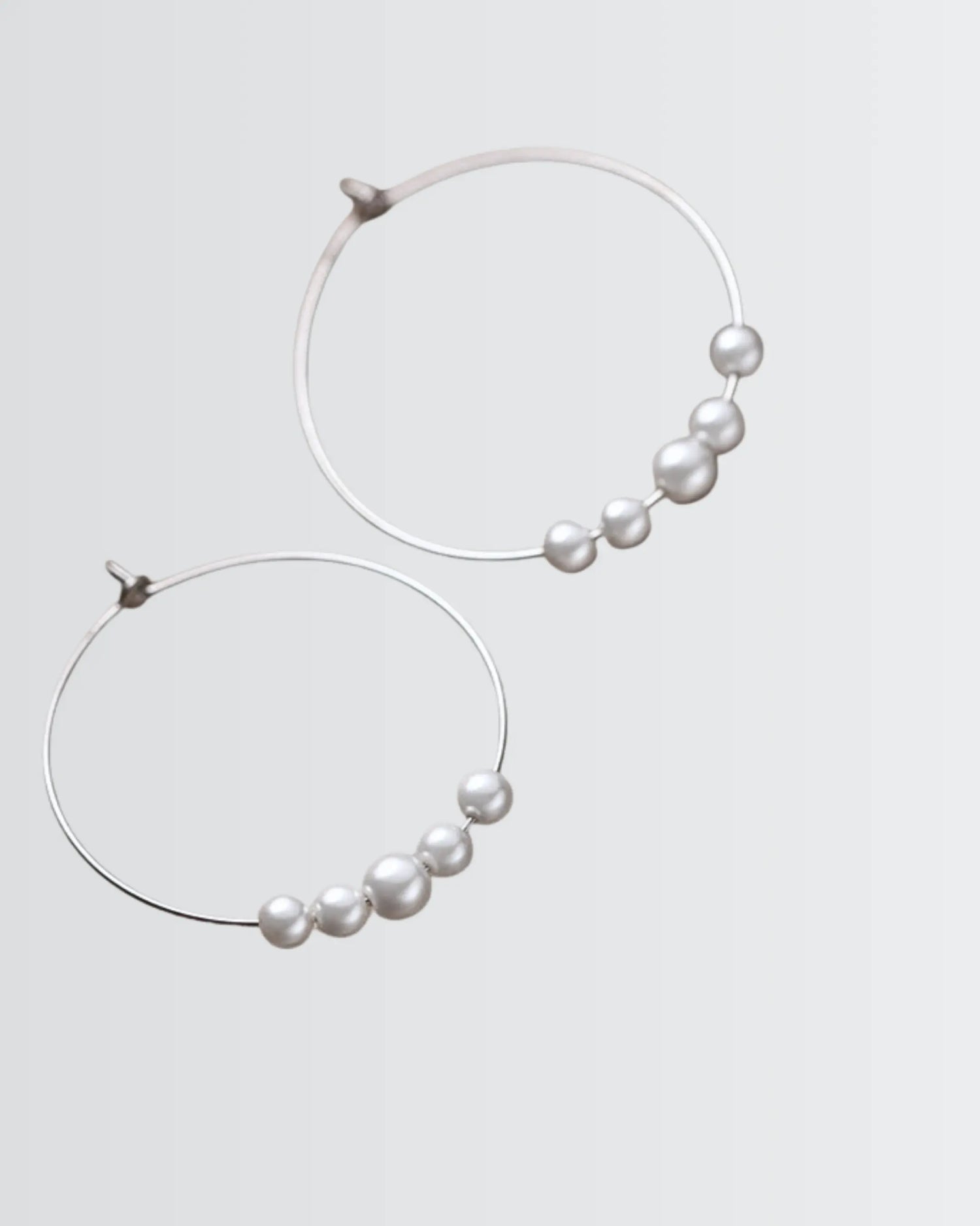 Minimal Pearl Hoops -  Silver Earrings by BLINGLANE
