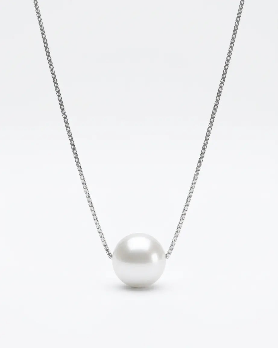 Minimal Pearl Necklace -  Silver Necklace by BLINGLANE