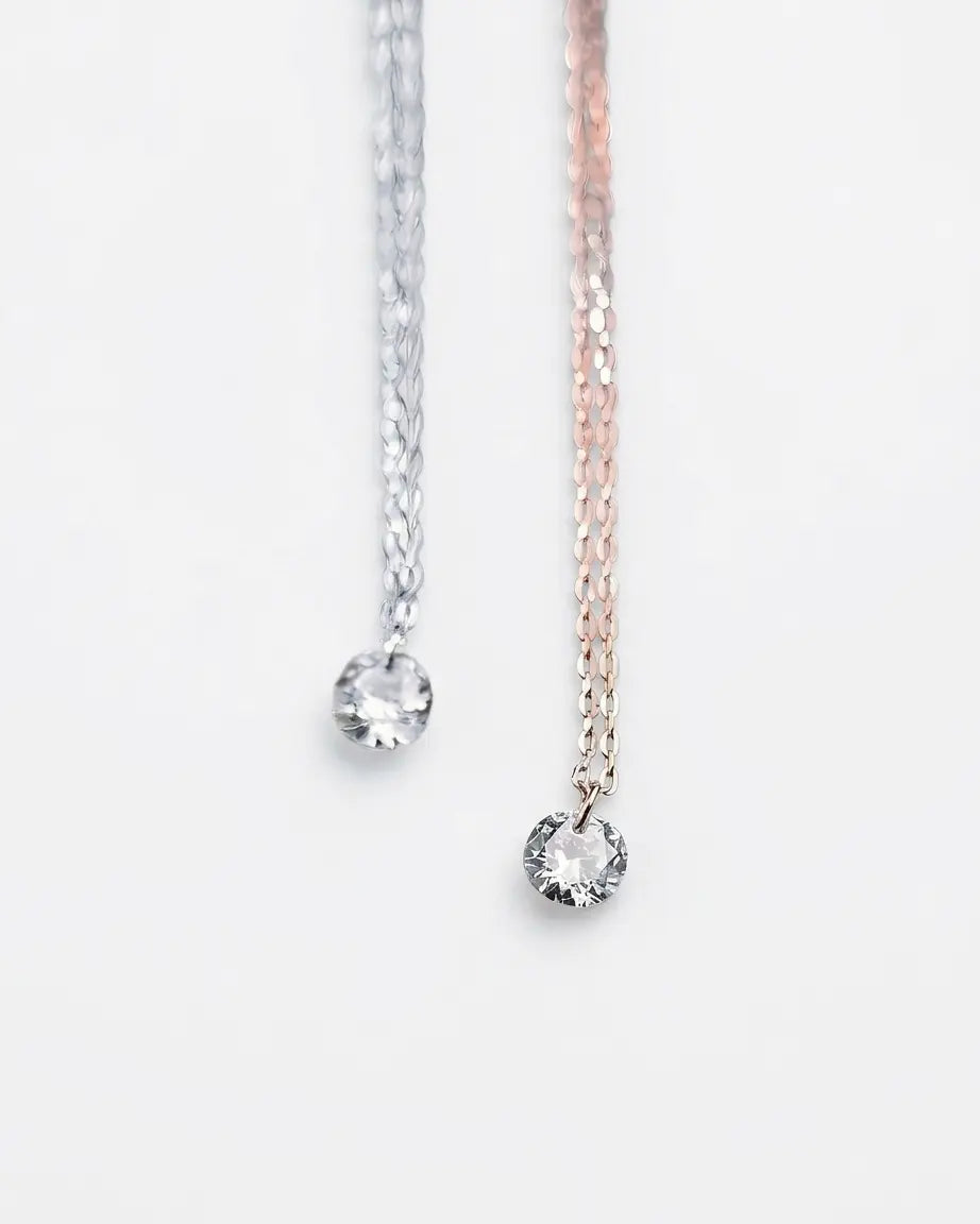 Minimal Solitaire Necklace -  Silver Necklace by BLINGLANE