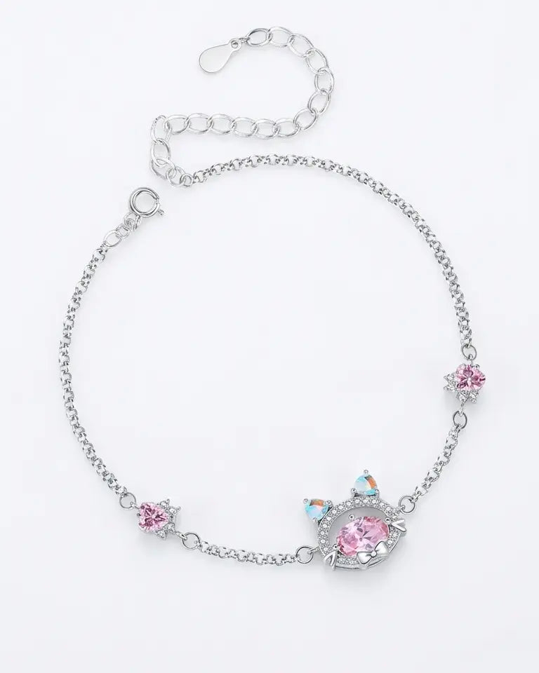 My Heart Meows For You Bracelet - Silver Bracelet by BLINGLANE