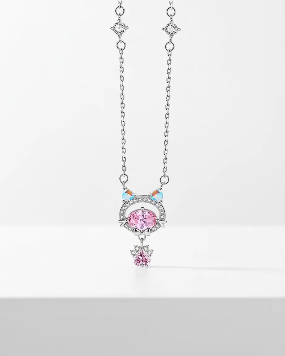 My Heart Meows For You Necklace -  Silver Necklace by BLINGLANE