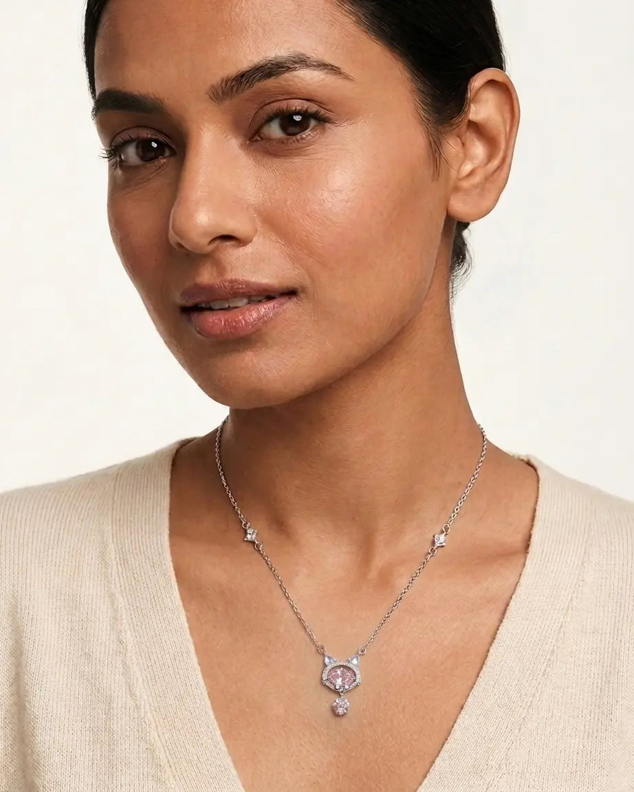 My Heart Meows For You Necklace -  Silver Necklace by BLINGLANE
