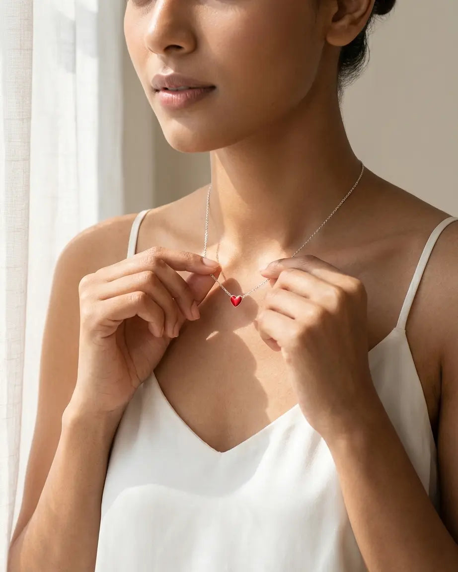 My Little Heart Minimal Necklace -  Silver Necklace by BLINGLANE