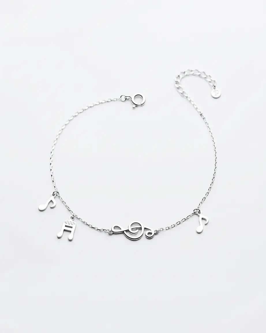 My Musical Notes Anklet - Silver Anklet by BLINGLANE