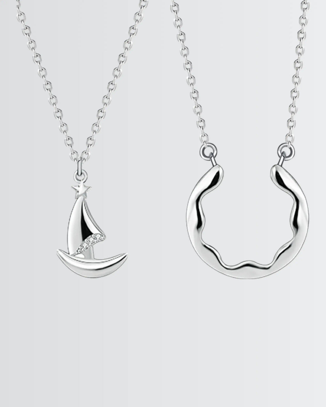 Ocean Bound Couple Necklace - Silver Necklace by BLINGLANE