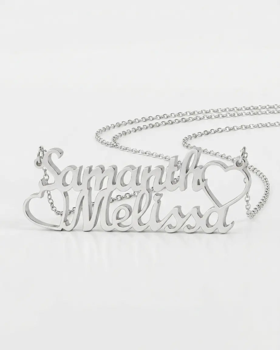 Personalize Couple Names &amp; Hearts Necklace -  Fashion Necklace by BLINGLANE