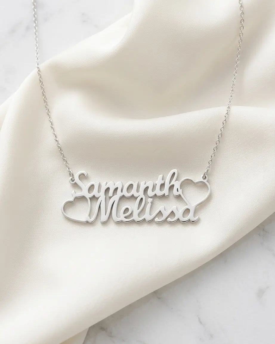 Personalize Couple Names &amp; Hearts Necklace -  Fashion Necklace by BLINGLANE