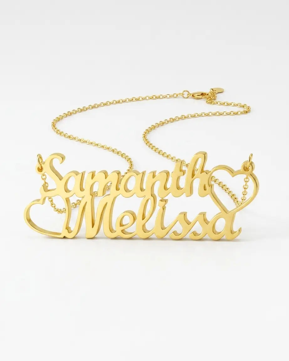 Personalize Couple Names &amp; Hearts Necklace -  Fashion Necklace by BLINGLANE