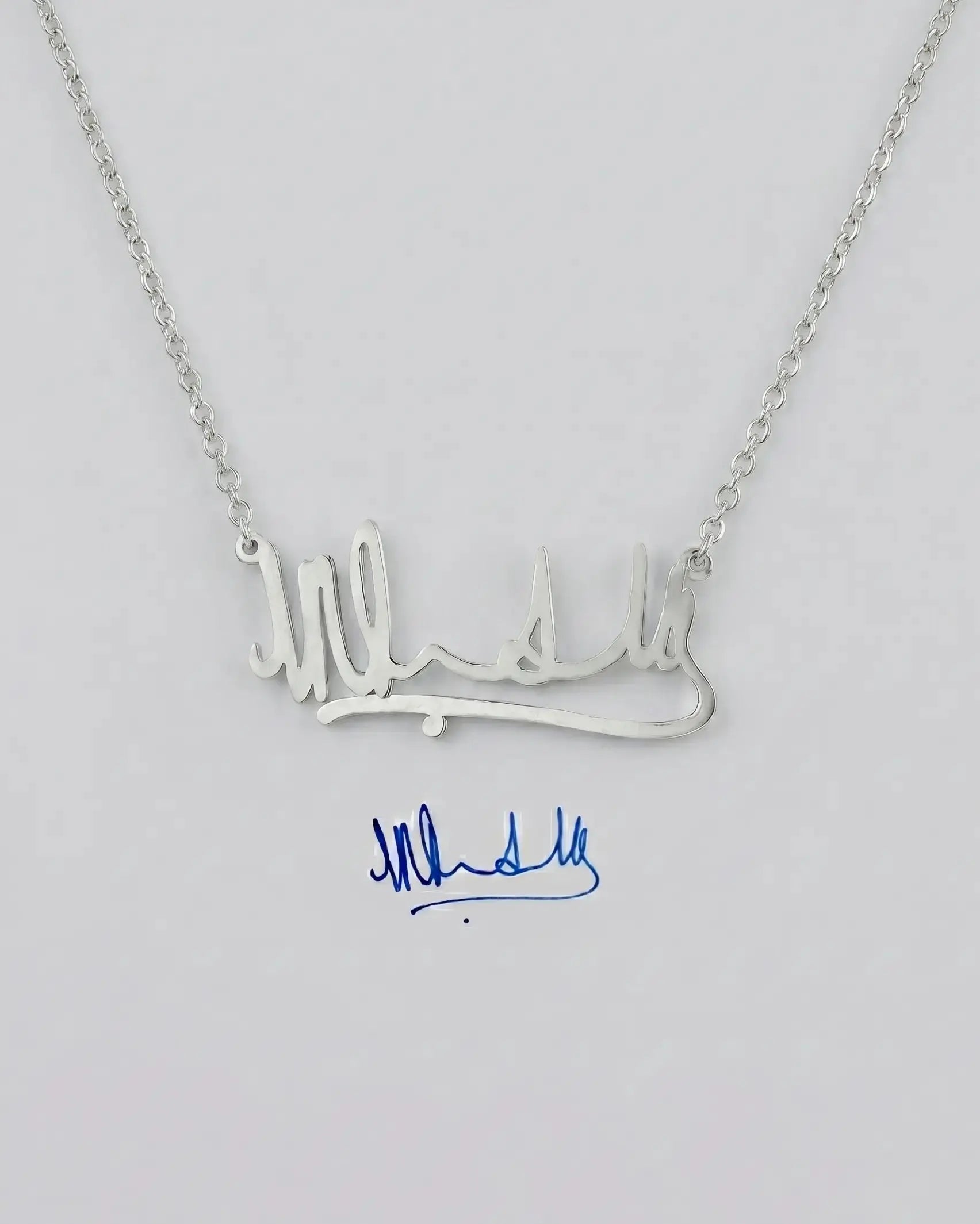 Personalize Your Handwritten Signature Necklace -  Silver Necklace by BLINGLANE