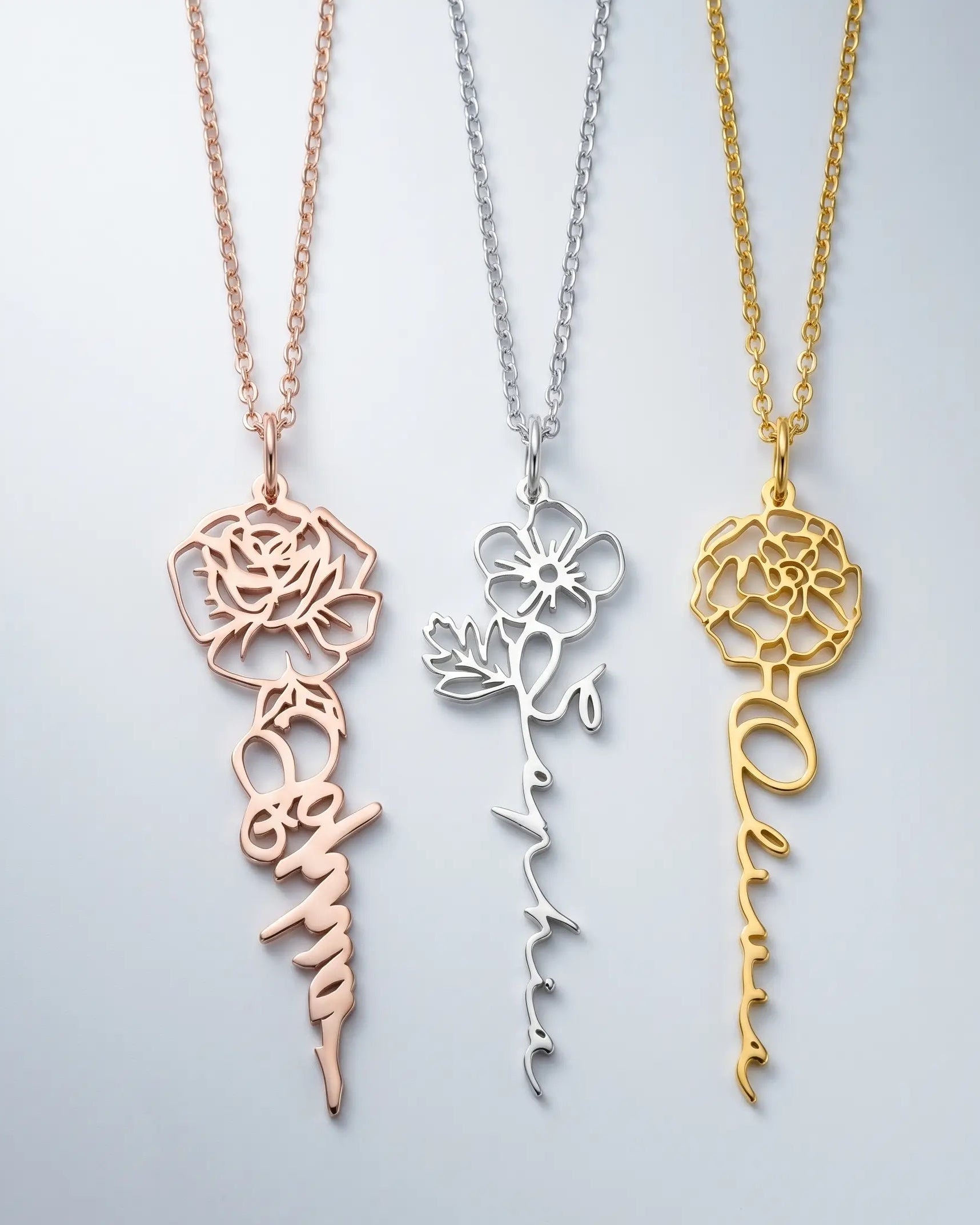 Personalize Your Name &amp; Birth Flower Necklace-Tailor -  Fashion Necklace by BLINGLANE