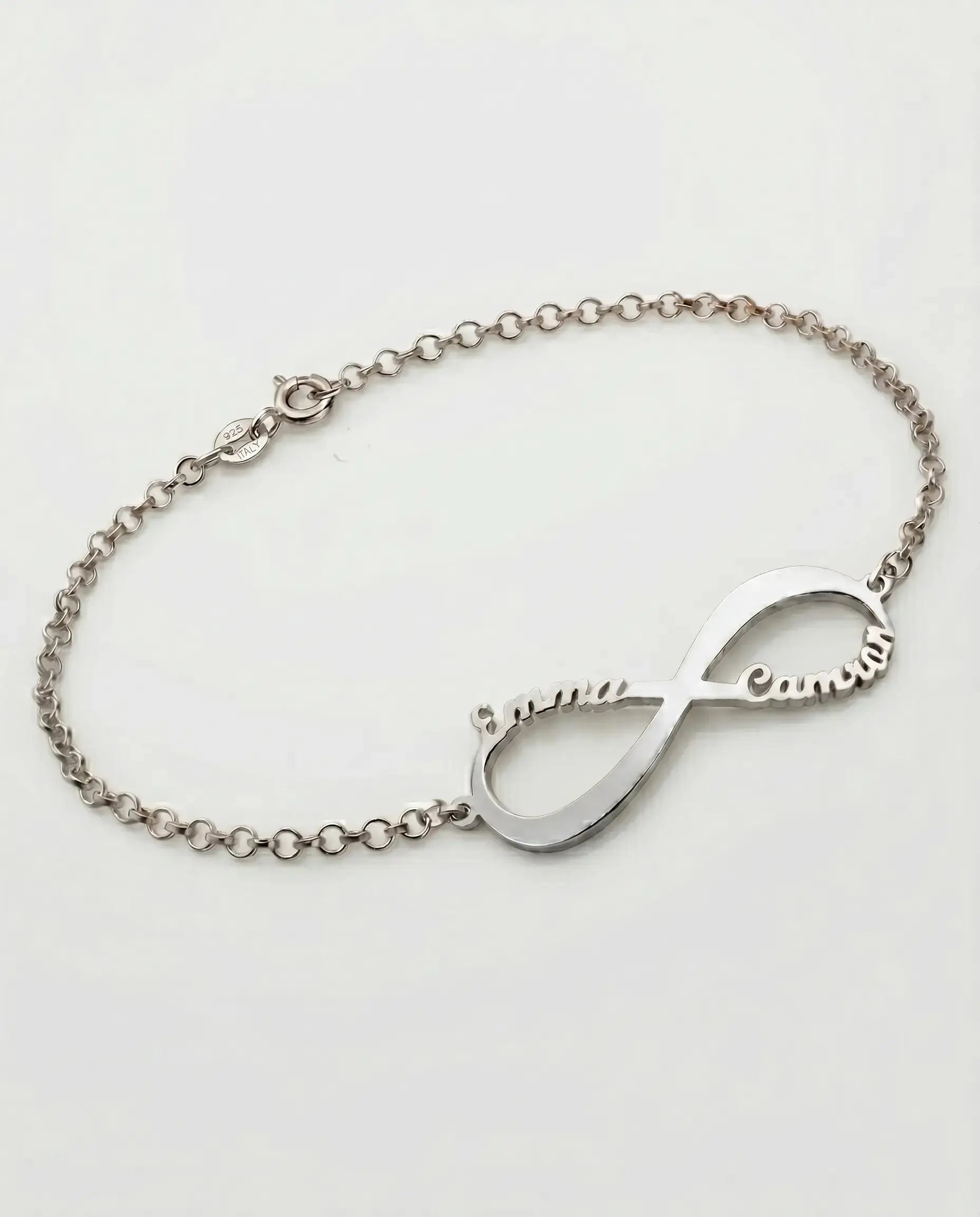 Personalize Your Names Infinity Bracelet -  Silver Bracelet by BLINGLANE