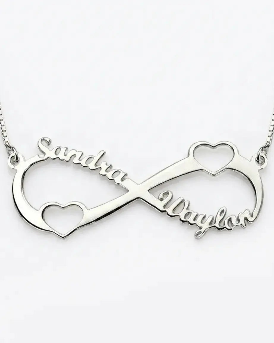 Personalize Your Names Infinity Heart Necklace -  Silver Necklace by BLINGLANE