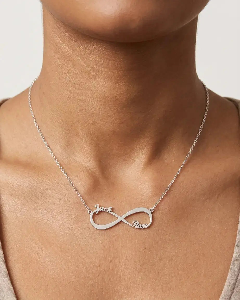 Personalize Your Names Infinity Necklace -  Silver Necklace by BLINGLANE