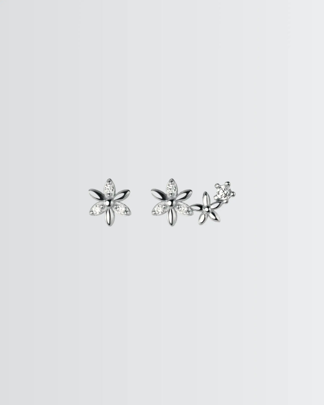 Pretty Petals Tiny Studs - Silver Earrings by BLINGLANE