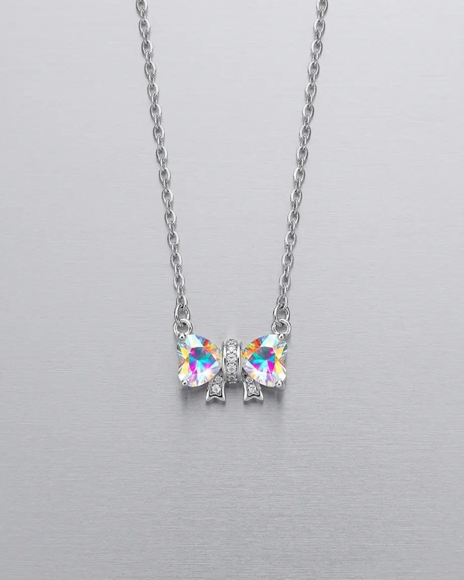 Rare Radiance Bow Necklace - Silver Necklace by BLINGLANE