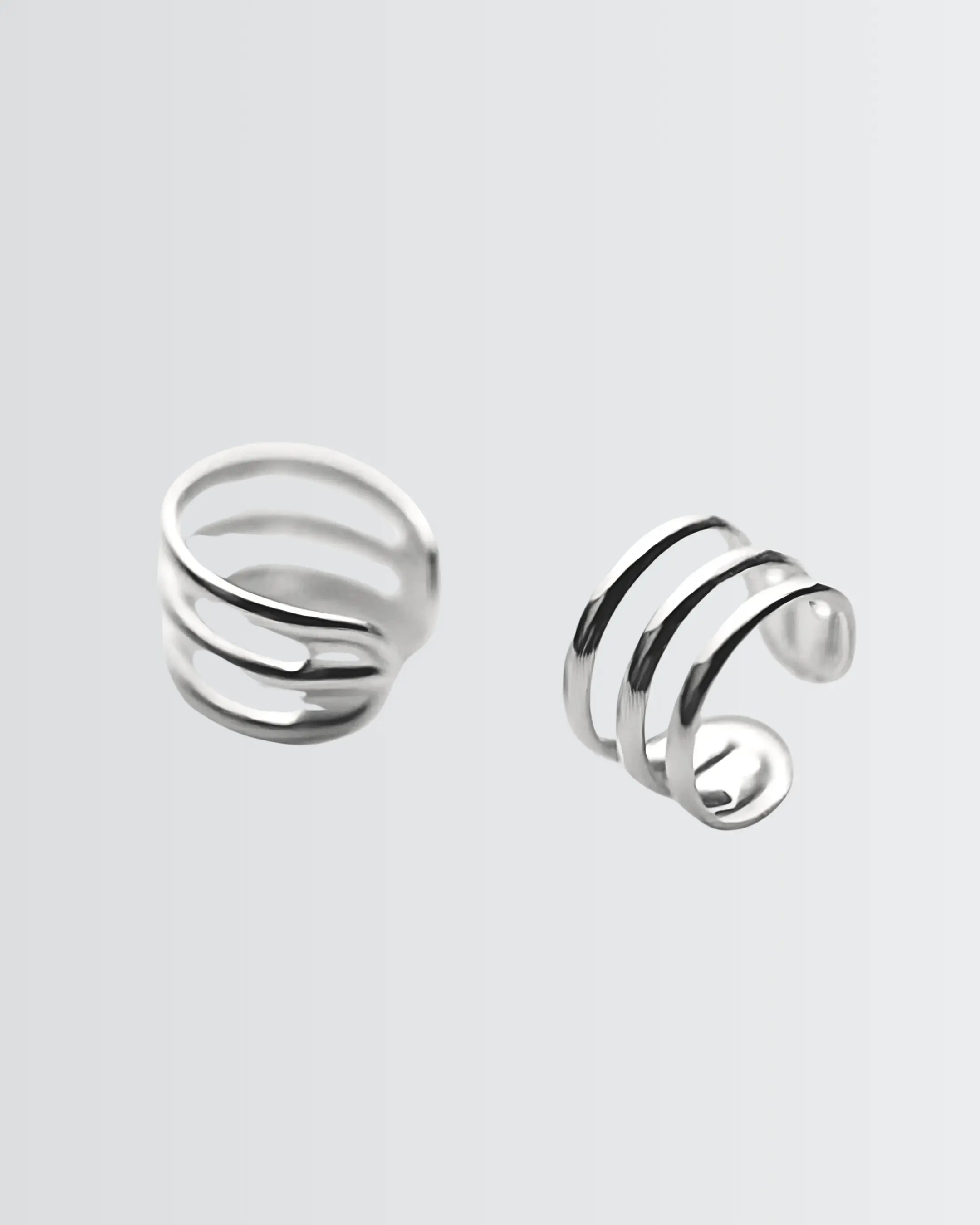 Ritzy Chic Huggie Ear Cuffs -  Silver Earrings by BLINGLANE