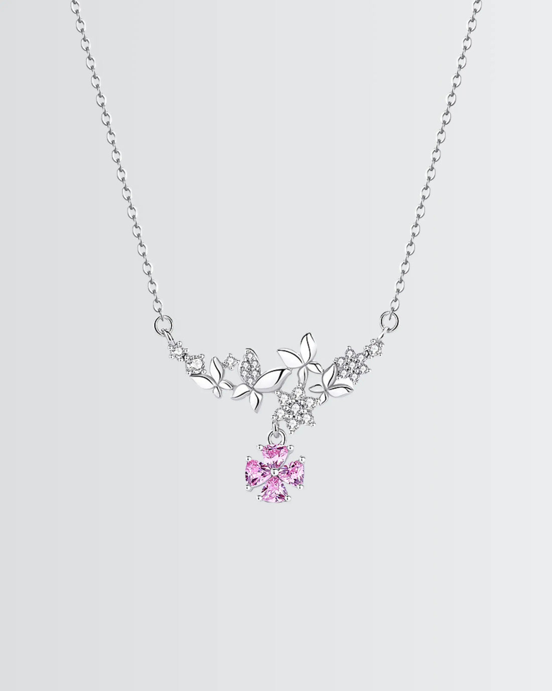 Rosy Radiance Elite Necklace - Silver Necklace by BLINGLANE